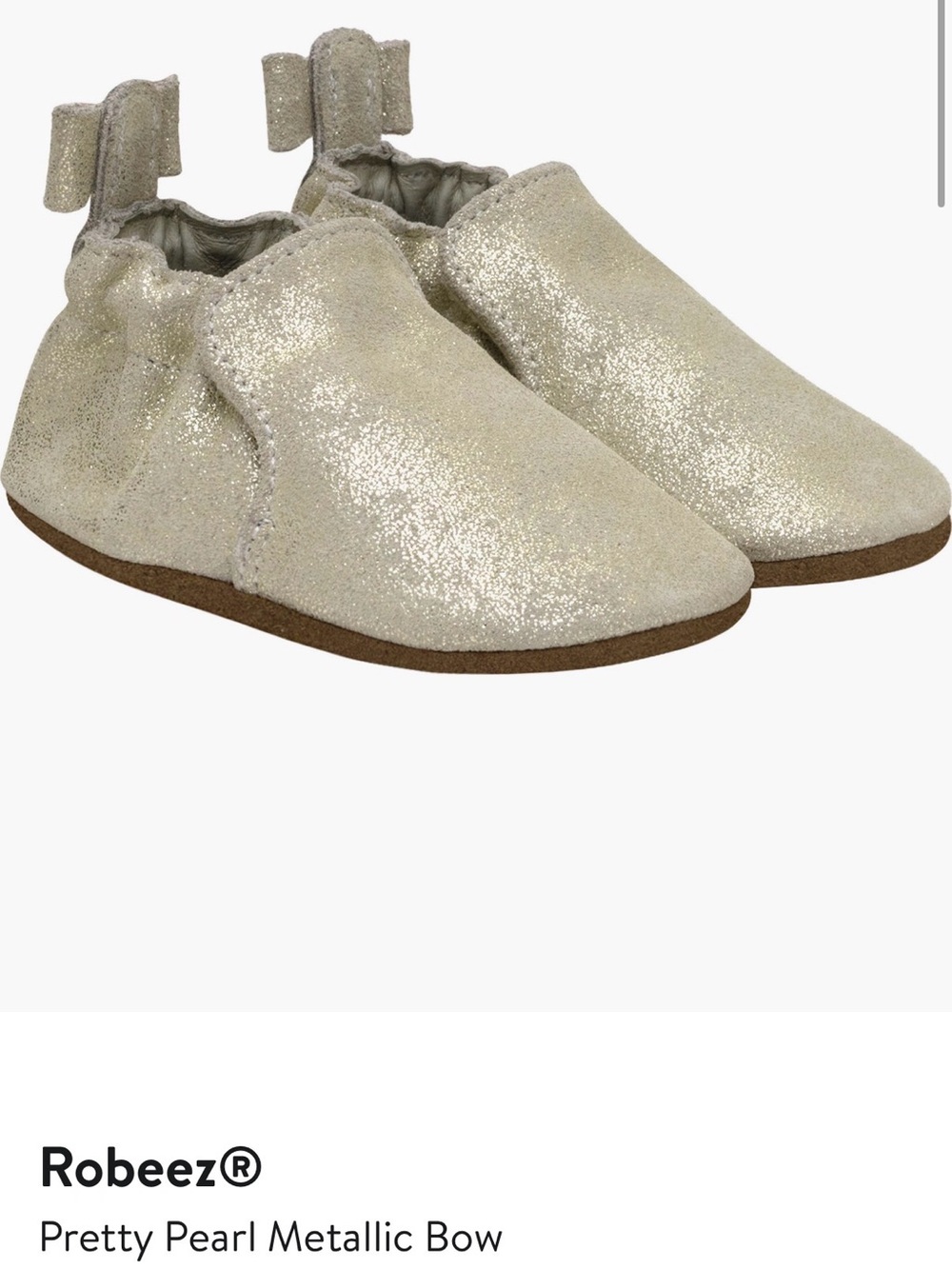Robeez Pretty Pearl Metallic Bow Baby shoes- 0-6m